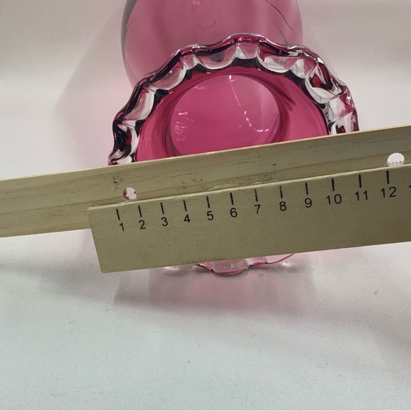 Cranberry Rossi Vase Hand Blown Glass - Picture 5 of 5